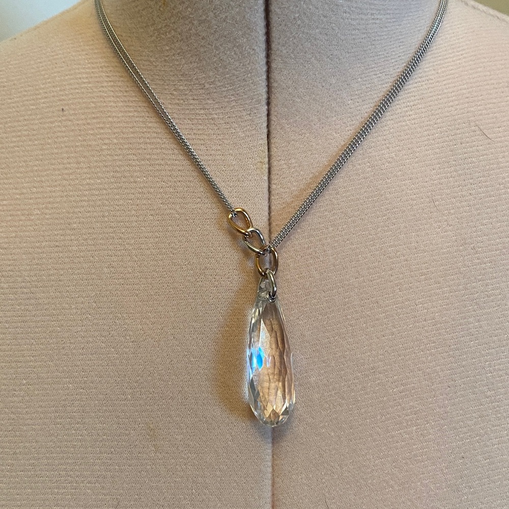 Large Swarovski crystal and  Silver tone Necklace.  With original box